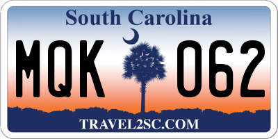 SC license plate MQK062