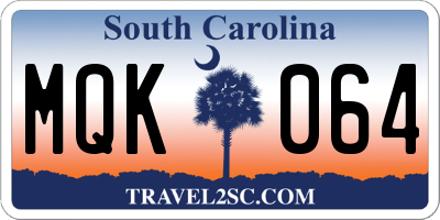 SC license plate MQK064
