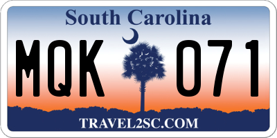 SC license plate MQK071