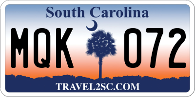 SC license plate MQK072