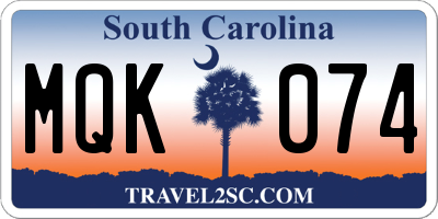 SC license plate MQK074