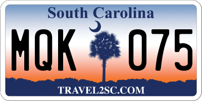 SC license plate MQK075