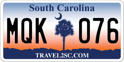 SC license plate MQK076