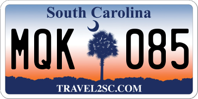 SC license plate MQK085