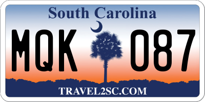 SC license plate MQK087