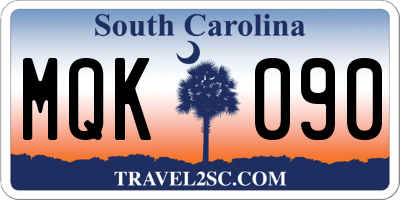 SC license plate MQK090
