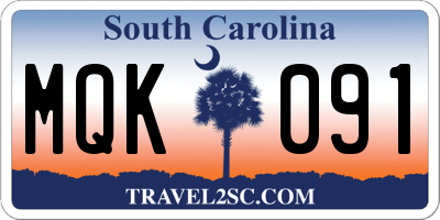 SC license plate MQK091