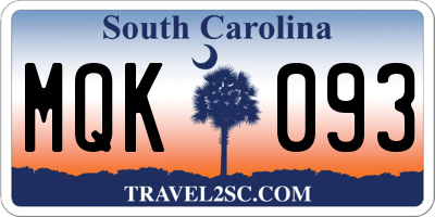 SC license plate MQK093
