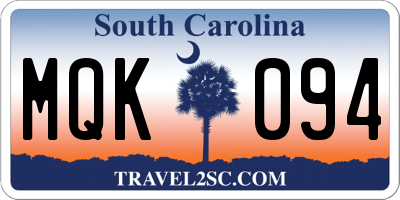 SC license plate MQK094