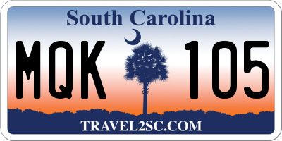 SC license plate MQK105