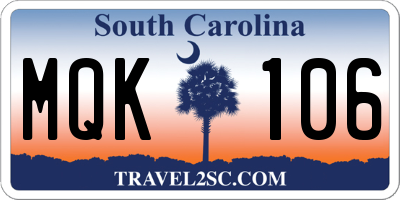SC license plate MQK106