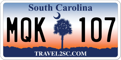 SC license plate MQK107