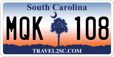 SC license plate MQK108