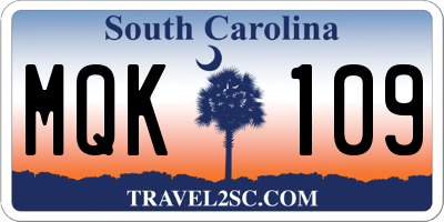 SC license plate MQK109