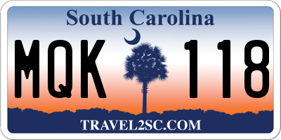 SC license plate MQK118