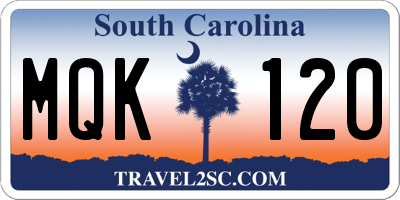 SC license plate MQK120