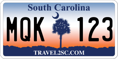 SC license plate MQK123