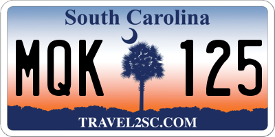 SC license plate MQK125