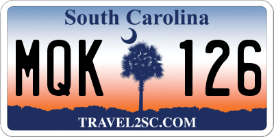 SC license plate MQK126
