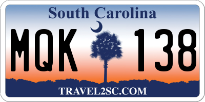 SC license plate MQK138