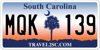 SC license plate MQK139