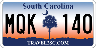 SC license plate MQK140