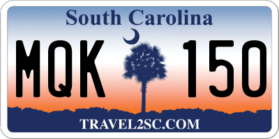 SC license plate MQK150