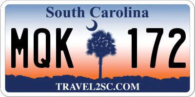 SC license plate MQK172