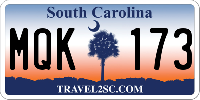 SC license plate MQK173