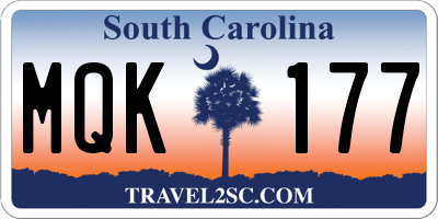 SC license plate MQK177