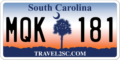 SC license plate MQK181
