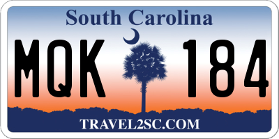 SC license plate MQK184