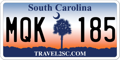 SC license plate MQK185