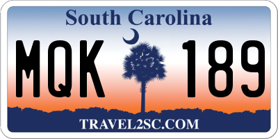 SC license plate MQK189
