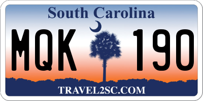 SC license plate MQK190