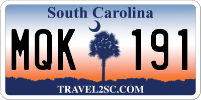 SC license plate MQK191