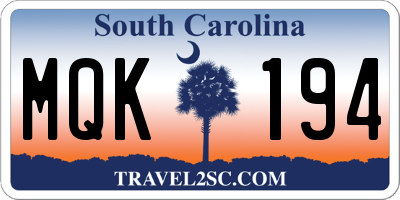 SC license plate MQK194