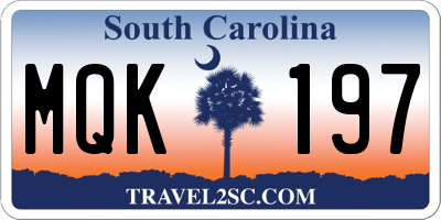 SC license plate MQK197