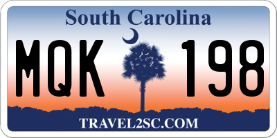 SC license plate MQK198