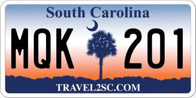 SC license plate MQK201