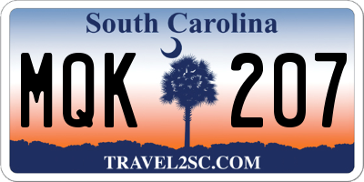 SC license plate MQK207