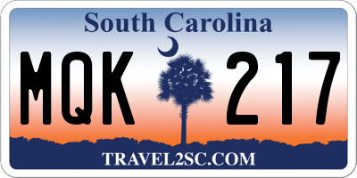 SC license plate MQK217
