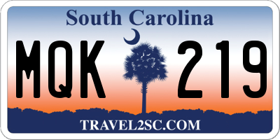 SC license plate MQK219