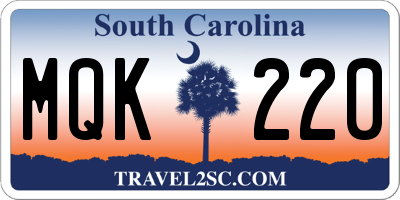 SC license plate MQK220