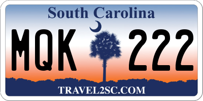 SC license plate MQK222