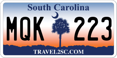 SC license plate MQK223