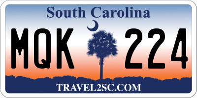 SC license plate MQK224