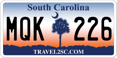 SC license plate MQK226