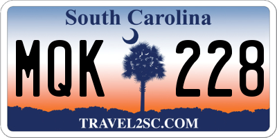 SC license plate MQK228