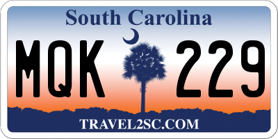 SC license plate MQK229